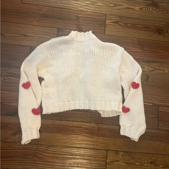 Heart Patterned Cream Cardigan - Picture 3 of 4
